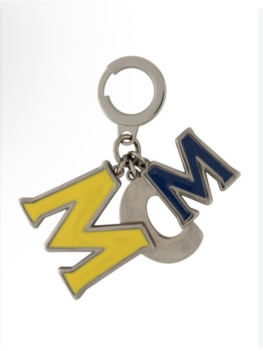 MCM Enamel Letter Keychain in Yellow and Blue